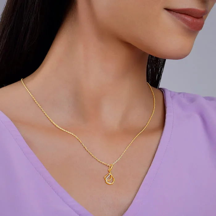 Golden Dual Pear Pendant with Link Chain Giva