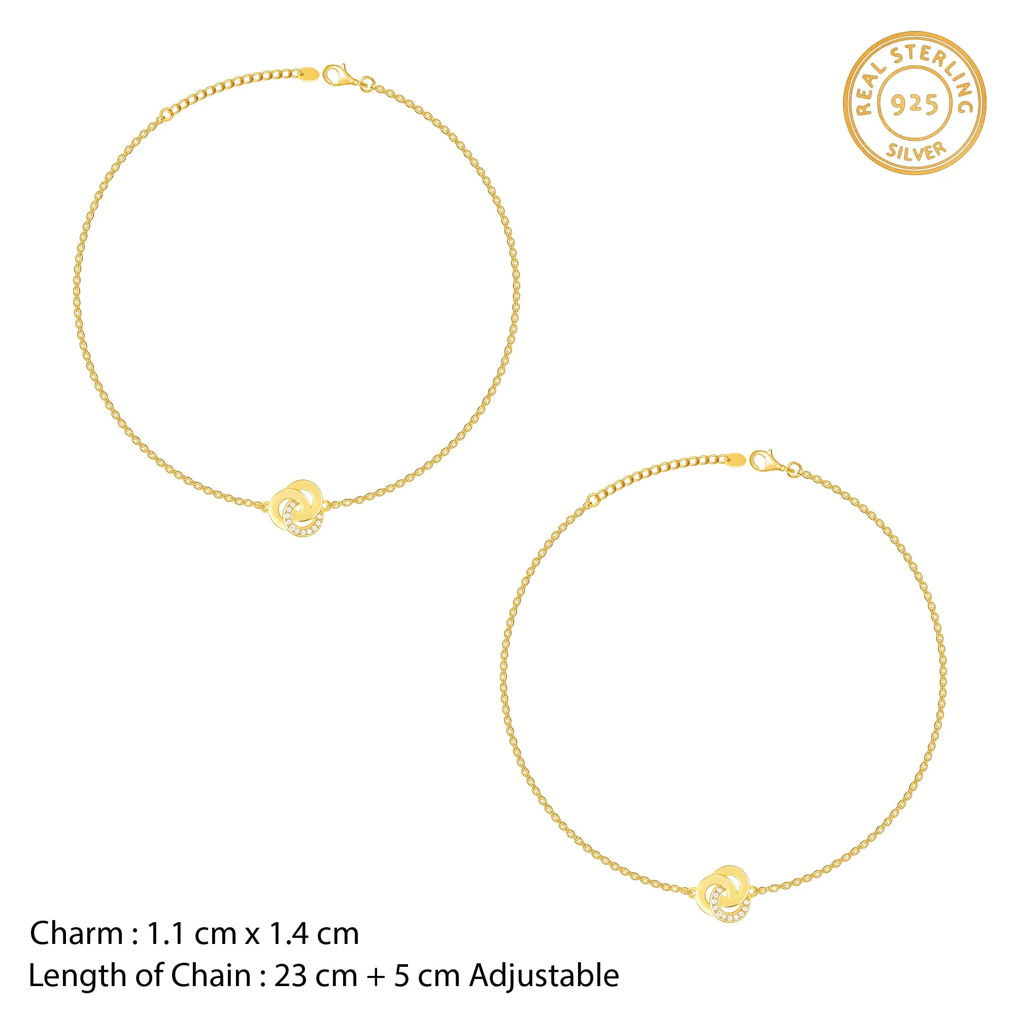 Golden Elegant Knot Anklet Giva