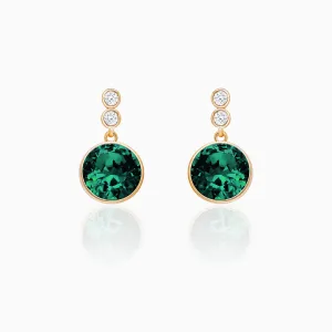 Golden Emerald Green Sphere Earrings Giva