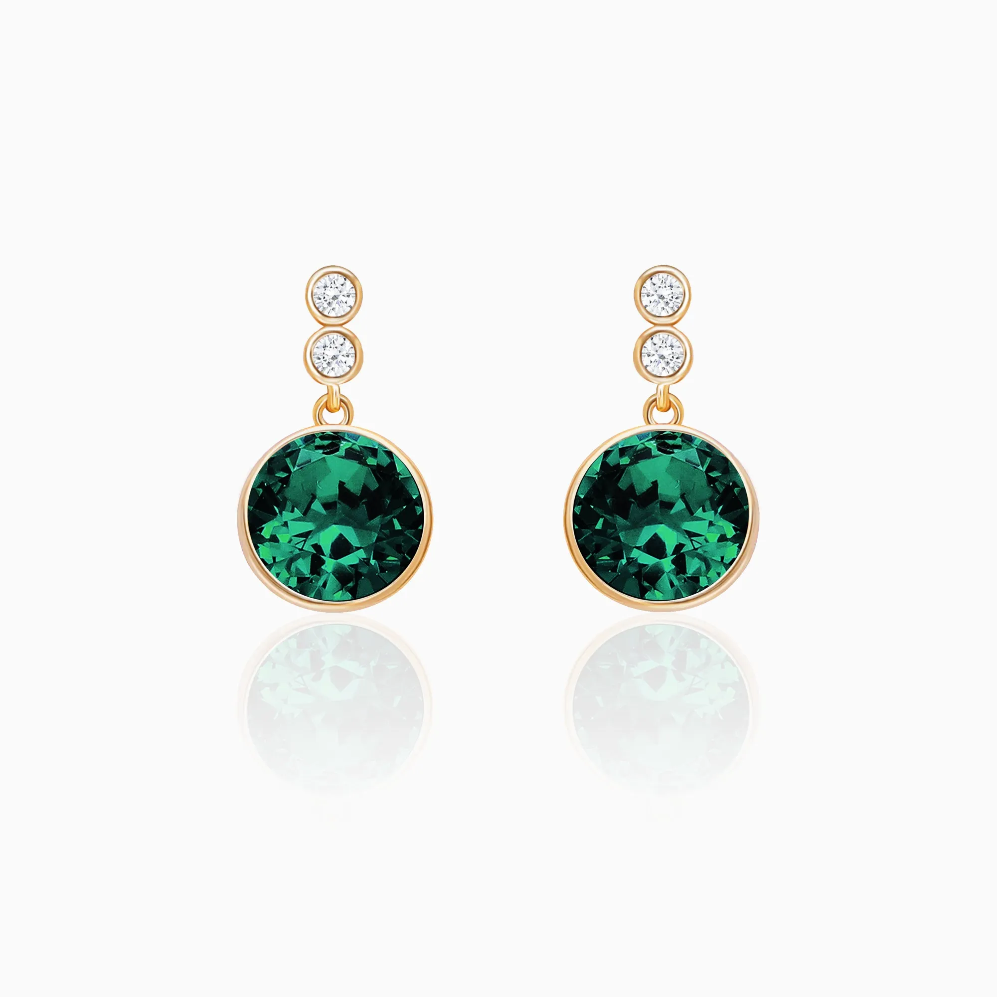 Golden Emerald Green Sphere Earrings Giva