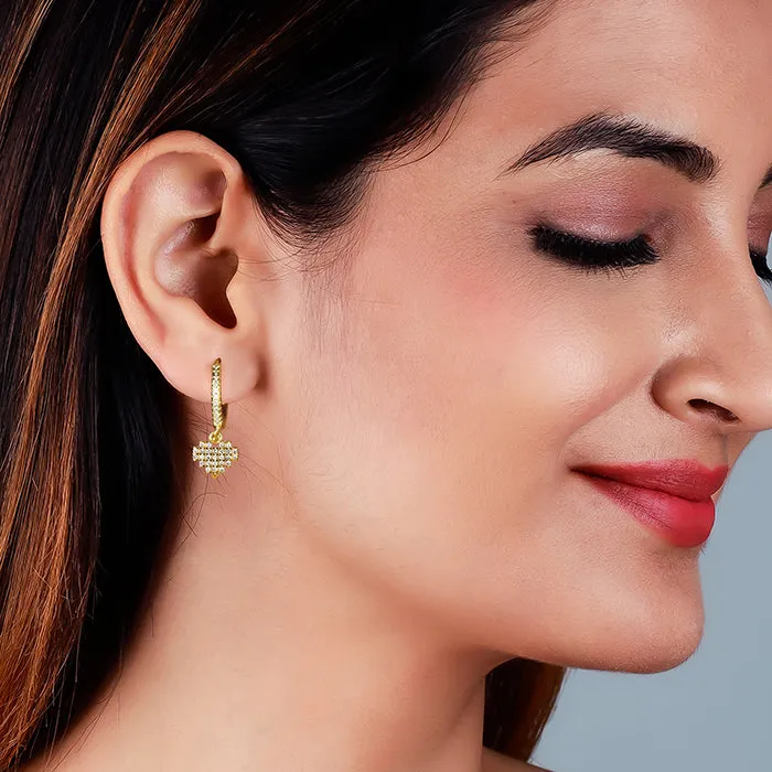 Golden Hanging Heart Hoop Earrings Giva