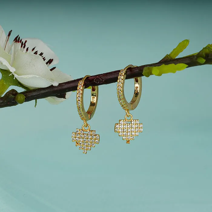 Golden Hanging Heart Hoop Earrings Giva