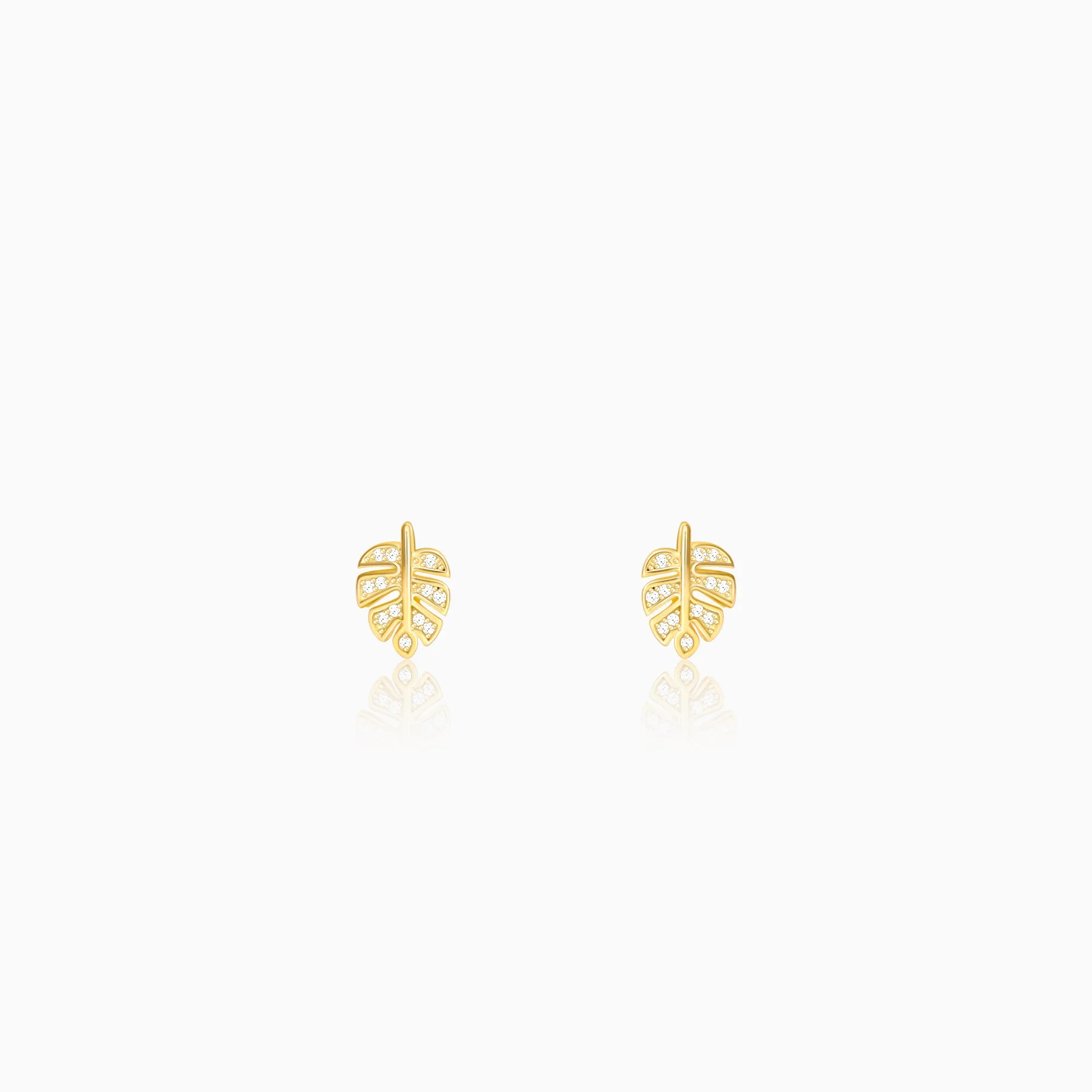 Golden Leaflet Stud Earrings Giva