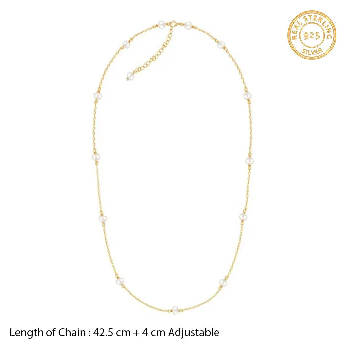 Golden Minimal Pearl Necklace Giva