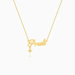 Golden Personalised Name Star Charm Necklace Giva