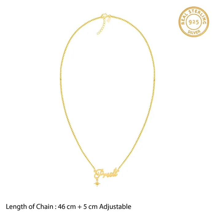 Golden Personalised Name Star Charm Necklace Giva