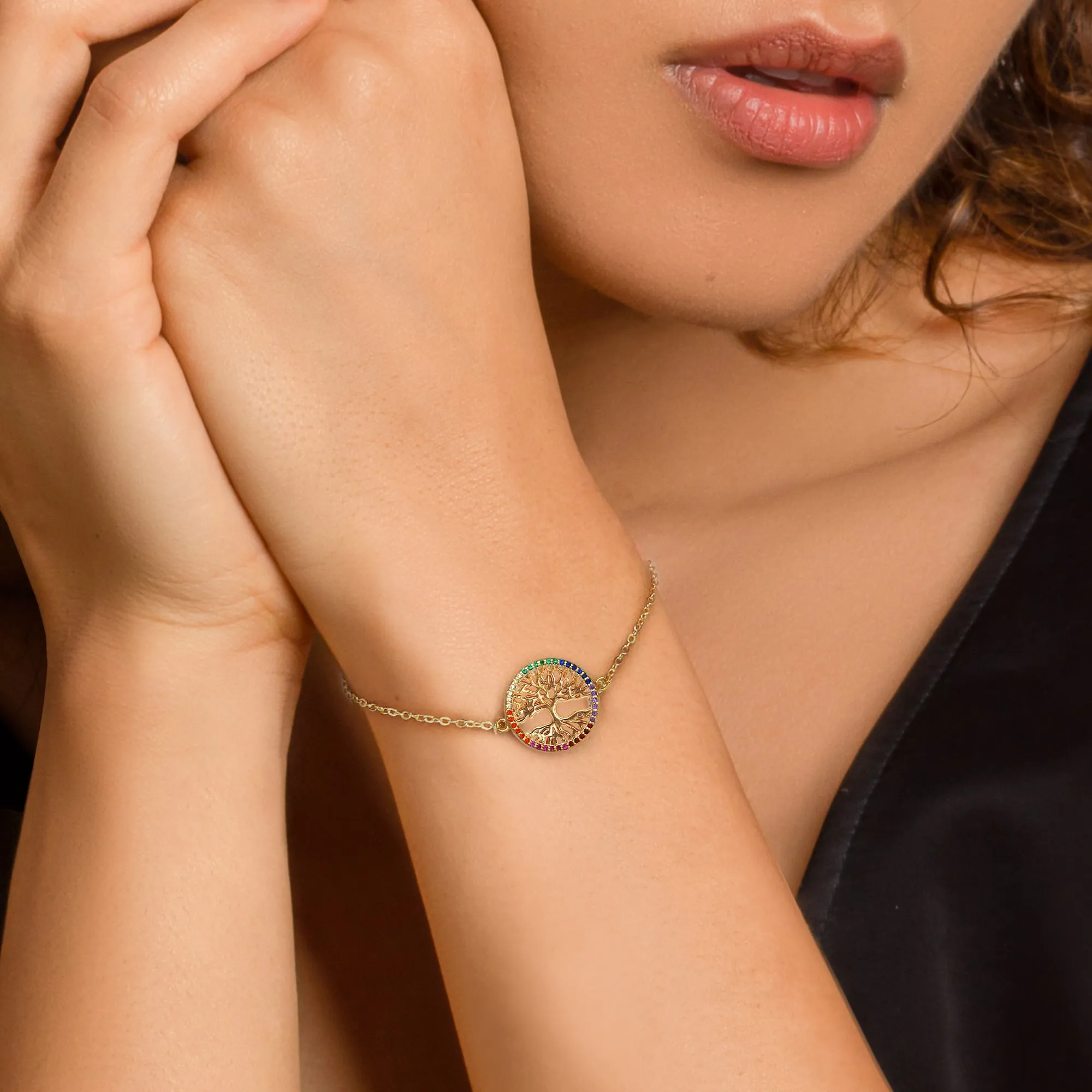 Golden Rainbow Tree of Life Bracelet Giva