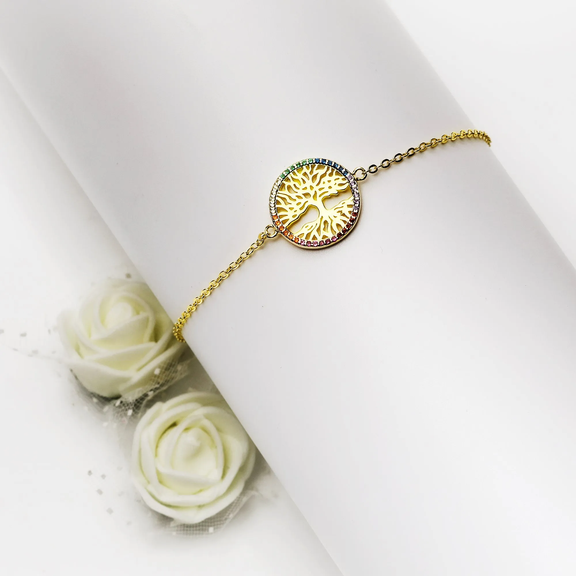 Golden Rainbow Tree of Life Bracelet Giva