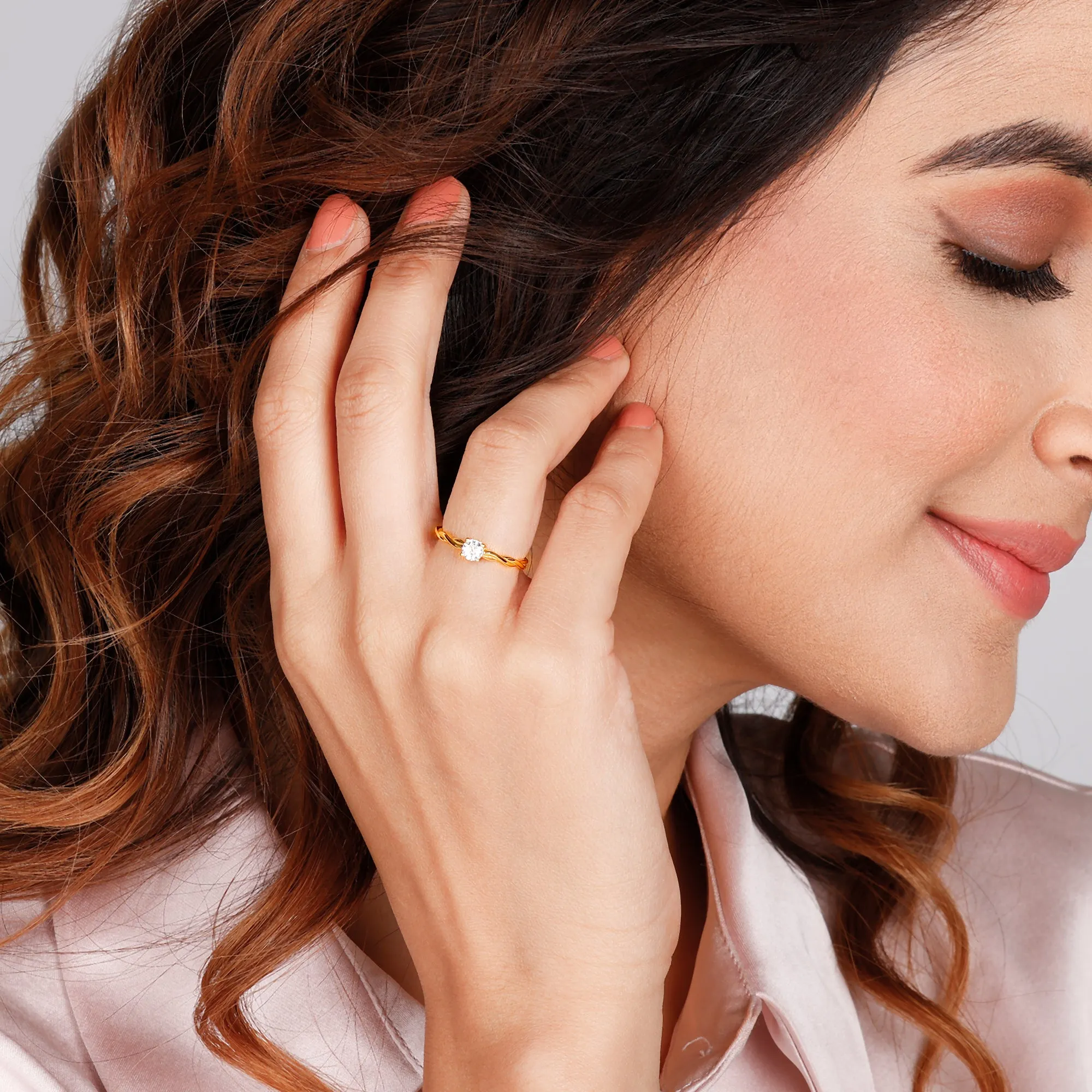Golden Swivel Love Solitaire Ring Giva