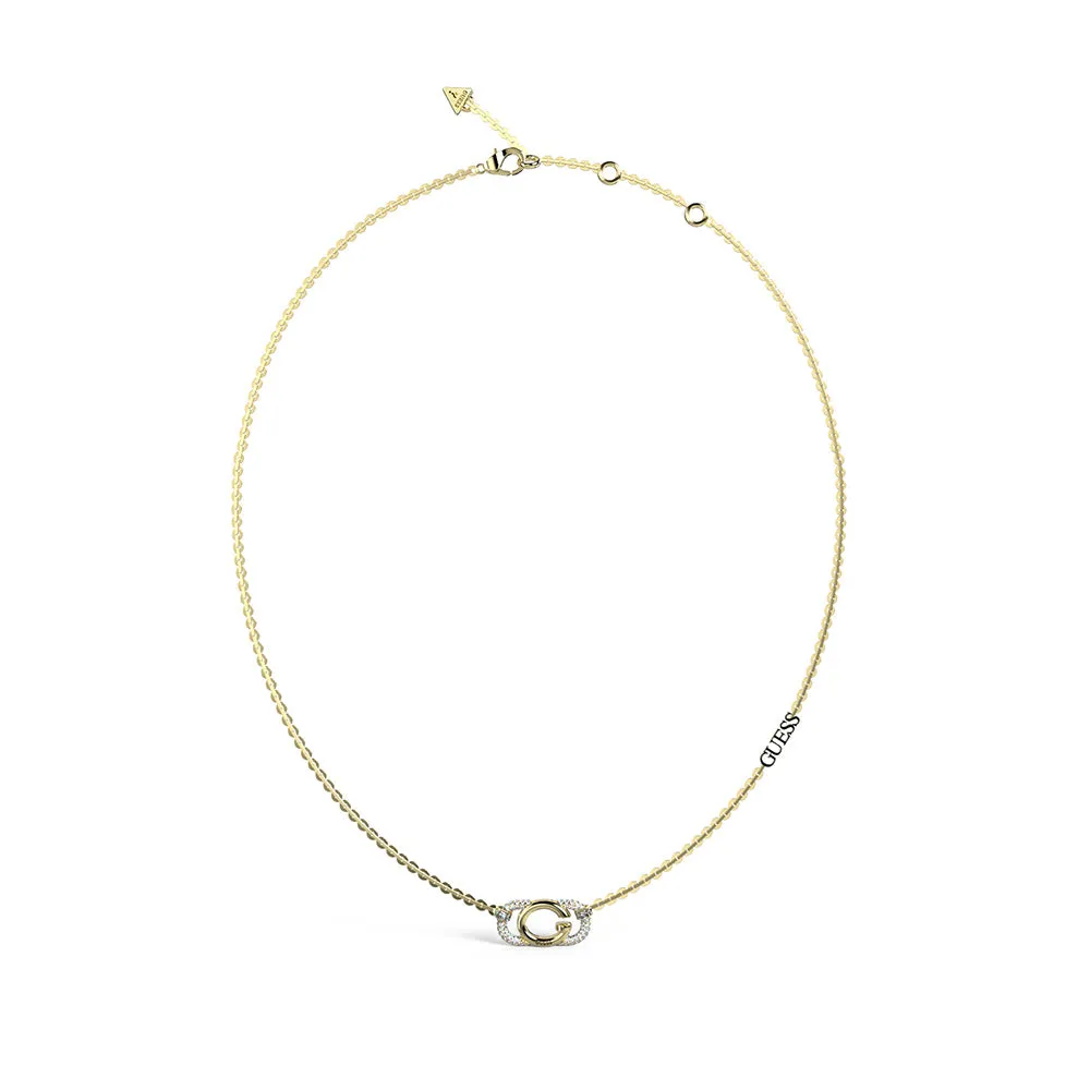 Guess Gold-Plated Stainless-Steel G Logo And Crystal Pendant on 16-18" Chain Shiels