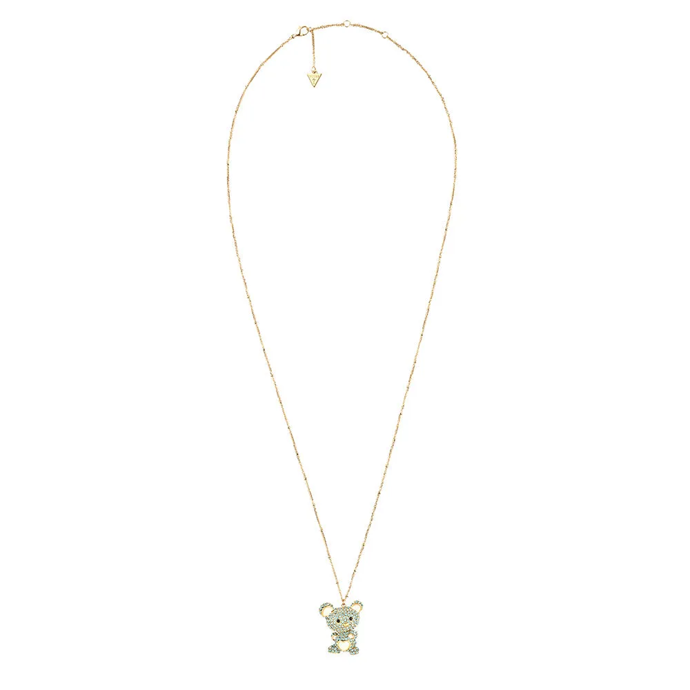 Guess Gold-Plated Stainless-Steel Teddy Bear Pendant On 30" Chain Shiels