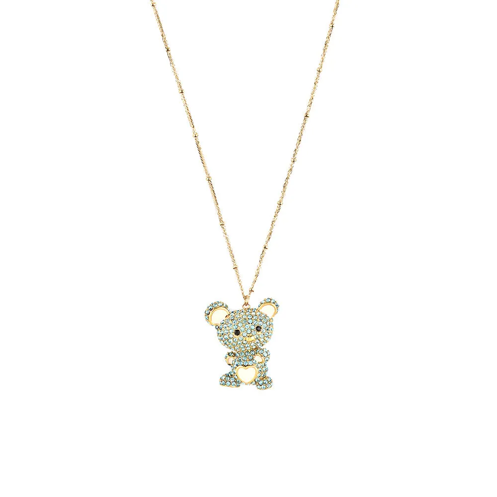 Guess Gold-Plated Stainless-Steel Teddy Bear Pendant On 30" Chain Shiels