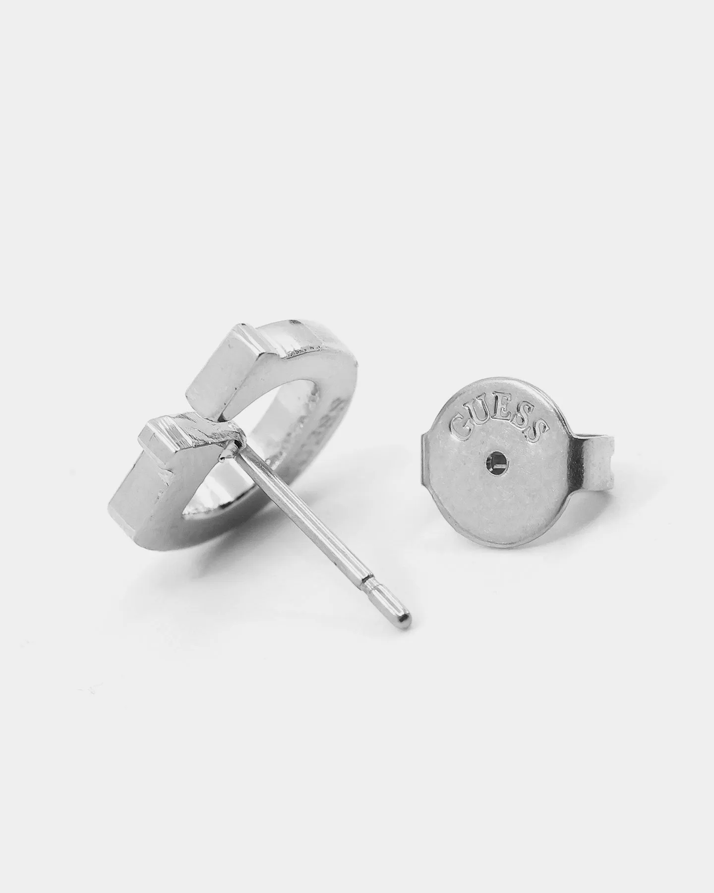 Guess Mainline Women's G Round Pave Stud Earrings Silver