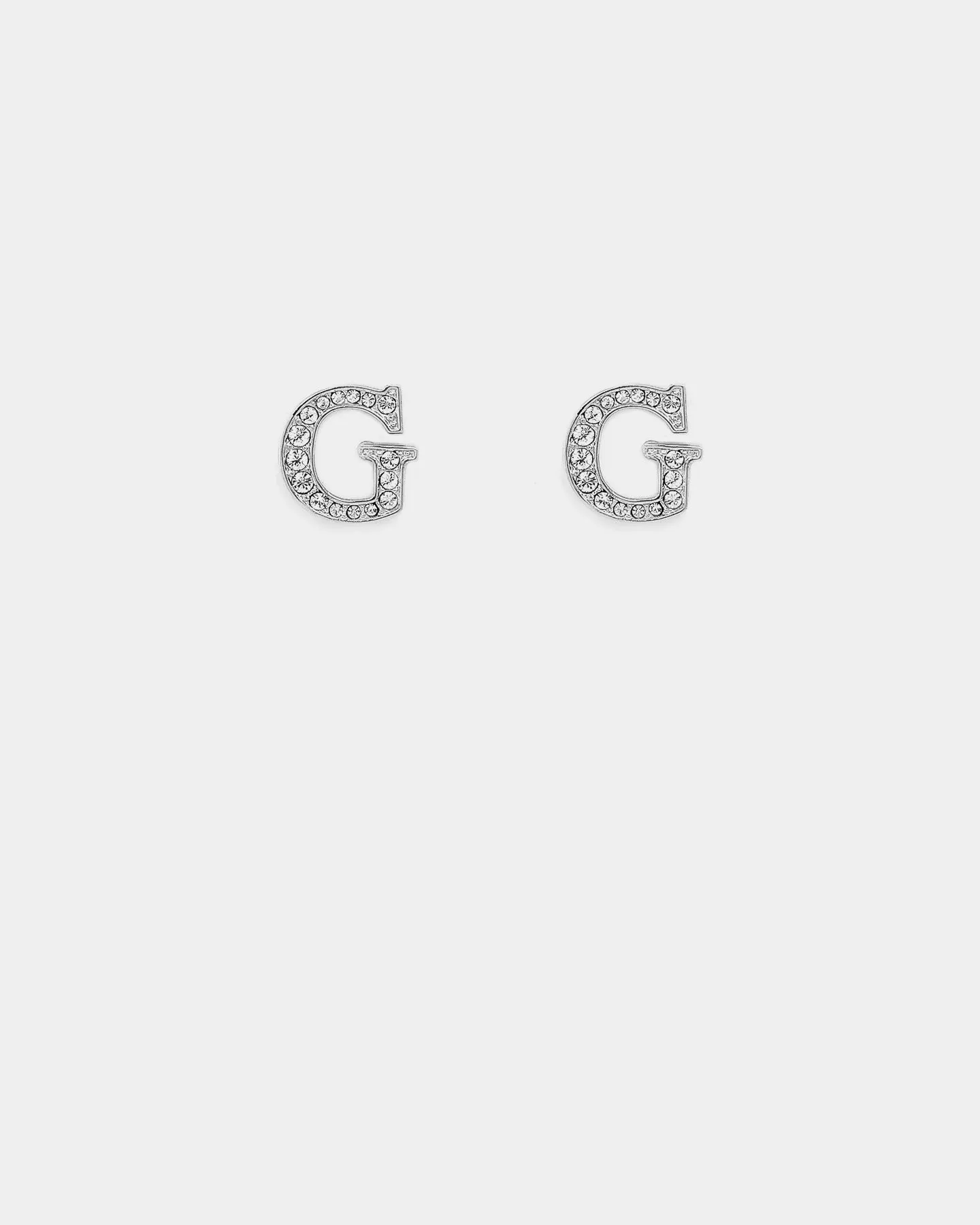 Guess Mainline Women's G Round Pave Stud Earrings Silver