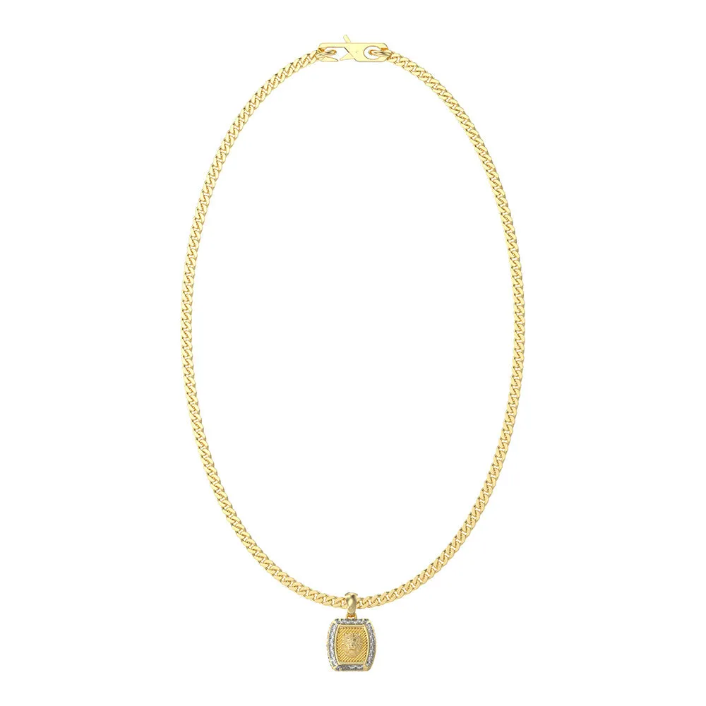 Guess Men's Jewellery Gold Plated Stainless Steel 15.5mm Lion Charm Pendant On 21" Chain Shiels