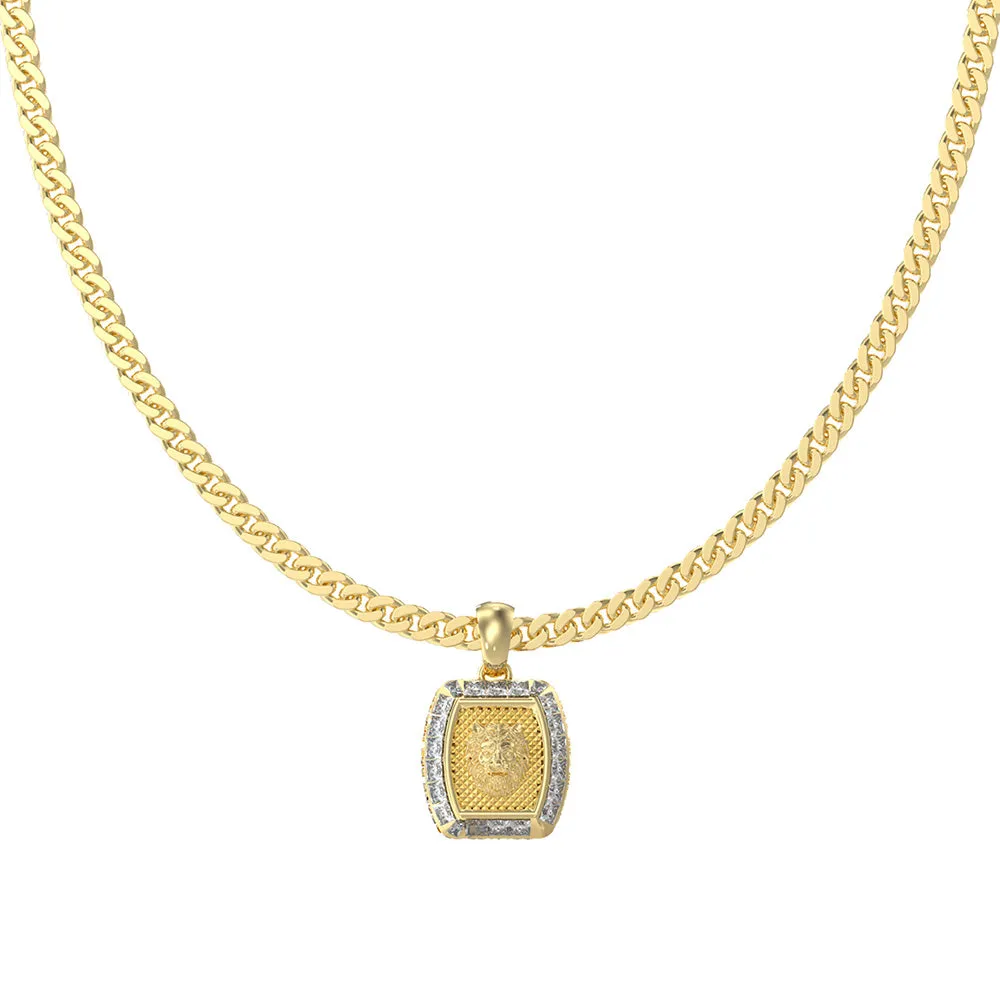 Guess Men's Jewellery Gold Plated Stainless Steel 15.5mm Lion Charm Pendant On 21" Chain Shiels