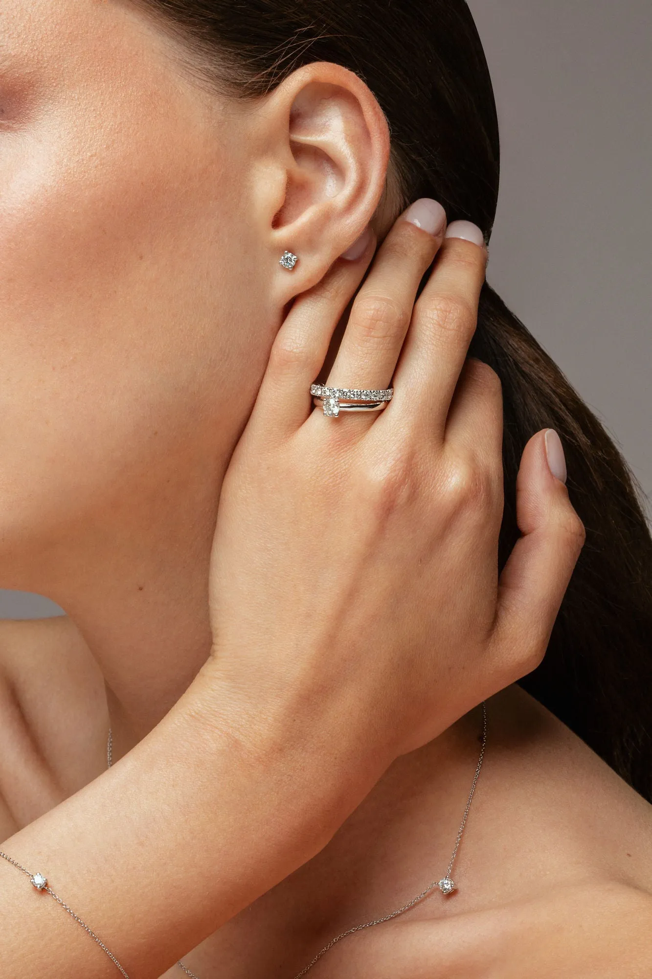 Half Eternity Band 0.10ct 18K Gold Ring w. Lab-Grown Diamonds