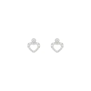 Heart Dot 18K White Gold Stud w. Diamonds