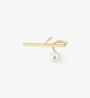 Horizontal Pearl Spiral Earring  06 - Single