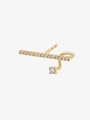 Horizontal Spiral 0.12 14K Gold, Whitegold or Rosegold Earring w. Diamonds