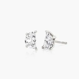 Iconic Half Moon 14K Whitegold Studs w. Lab-Grown Diamonds, 0.75 ct.