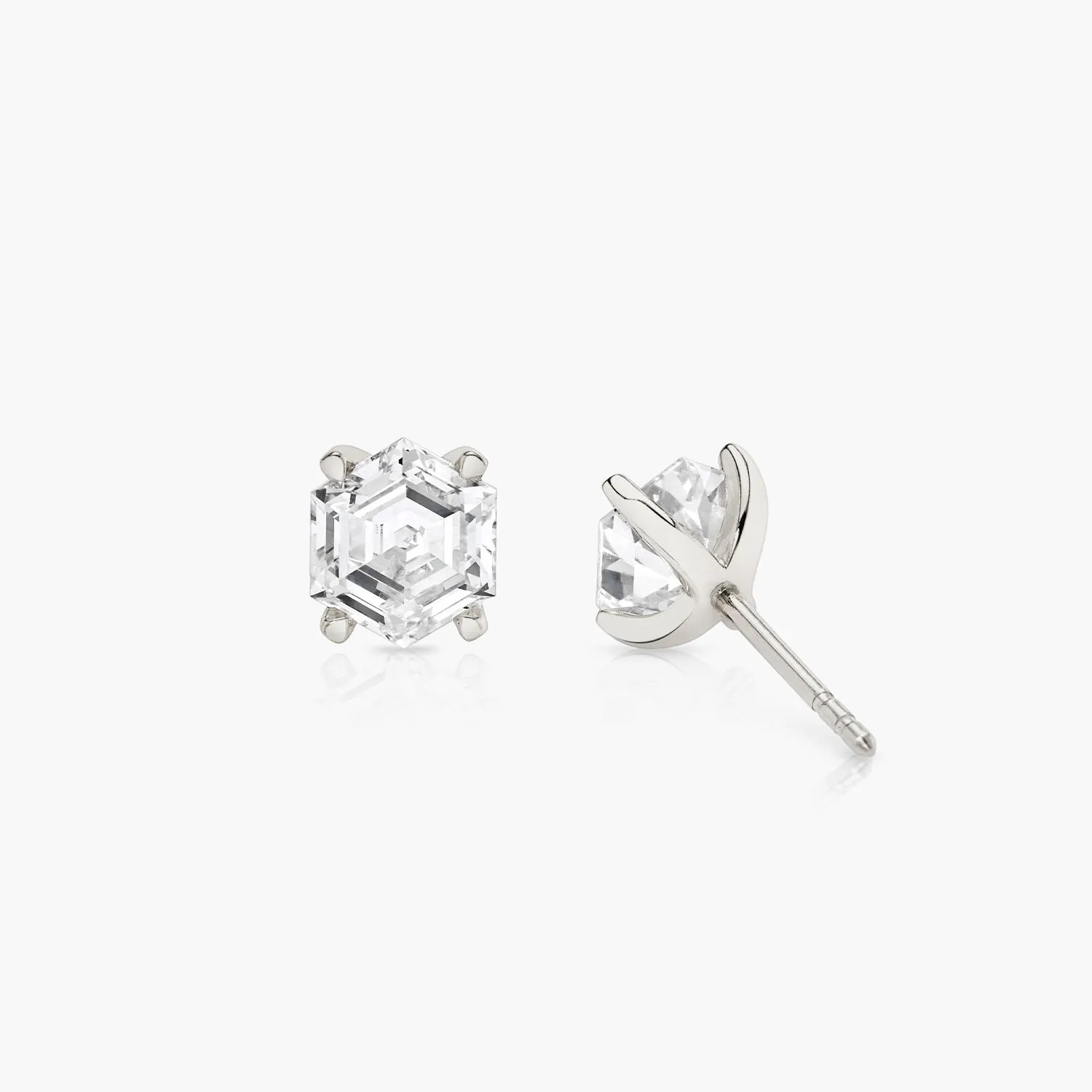 Iconic Hexagon 14K Whitegold Studs w. Lab-Grown Diamonds, 0.75 ct.