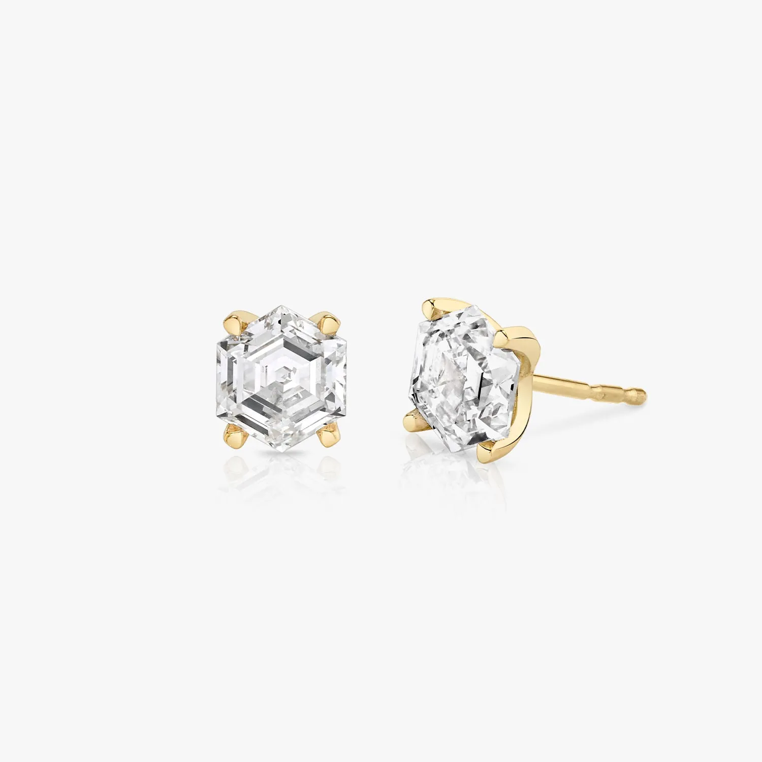 Iconic Hexagon 14K Whitegold Studs w. Lab-Grown Diamonds, 0.75 ct.
