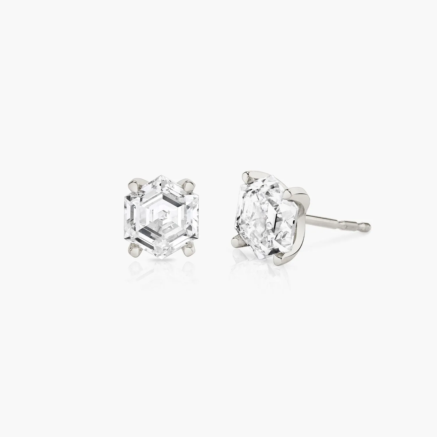 Iconic Hexagon 14K Whitegold Studs w. Lab-Grown Diamonds, 0.75 ct.
