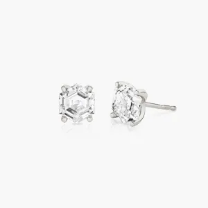 Iconic Hexagon 14K Whitegold Studs w. Lab-Grown Diamonds, 0.75 ct.