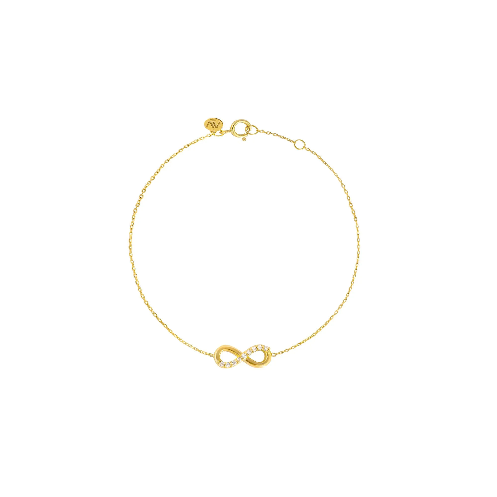 Infinity 18K Gold Bracelet w. Diamonds