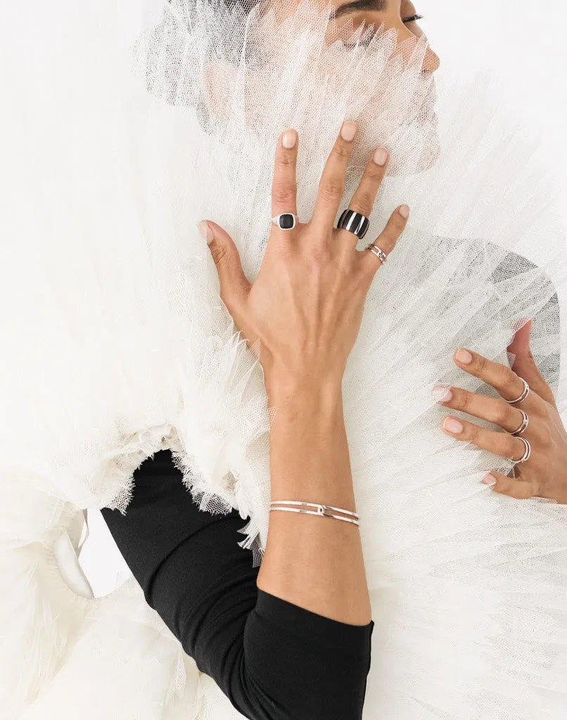 Isadora Striped Silver Ring