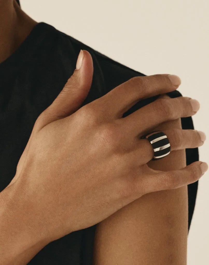 Isadora Striped Silver Ring