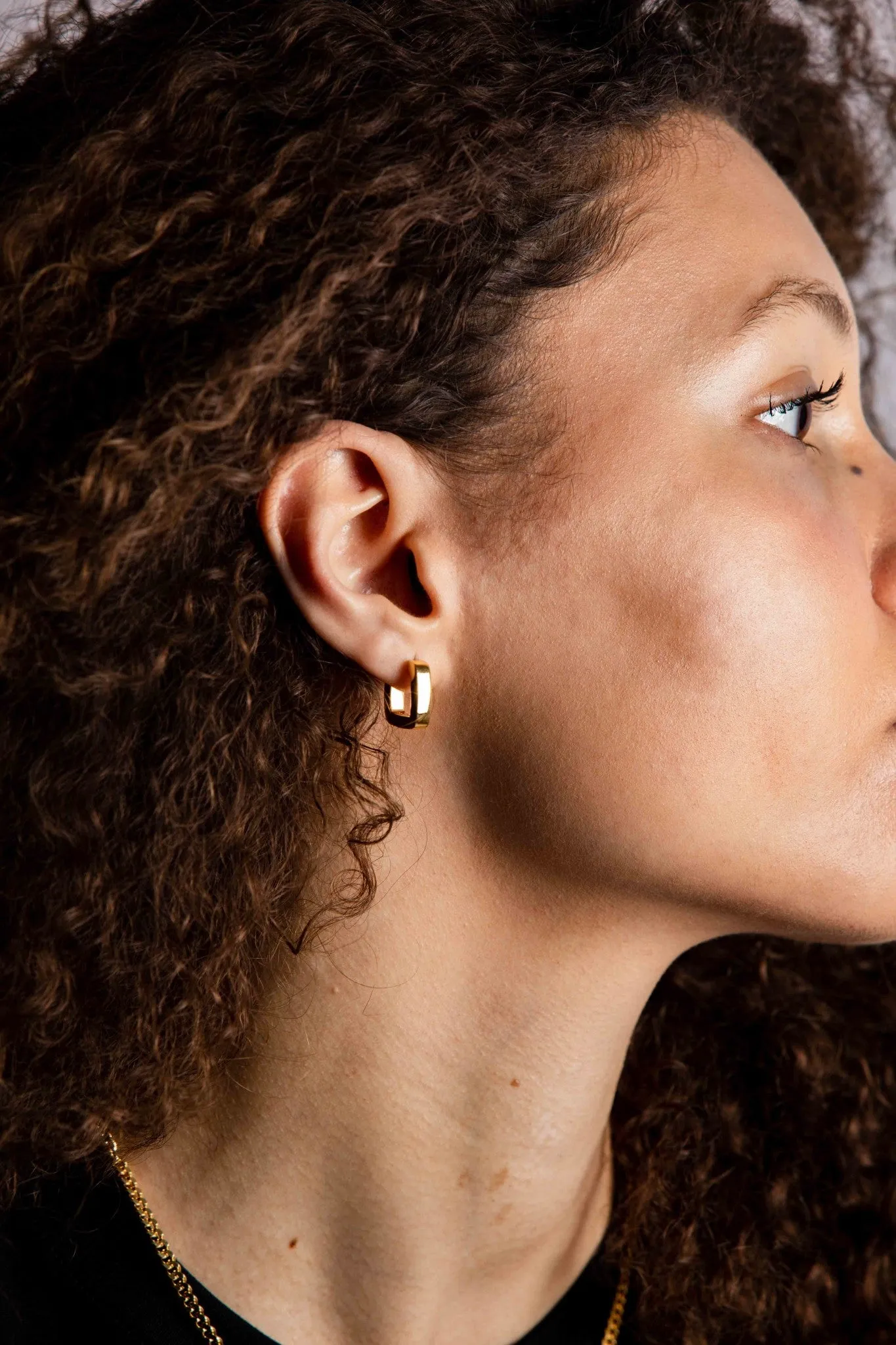 IX Bold Square Gold Plated Hoop