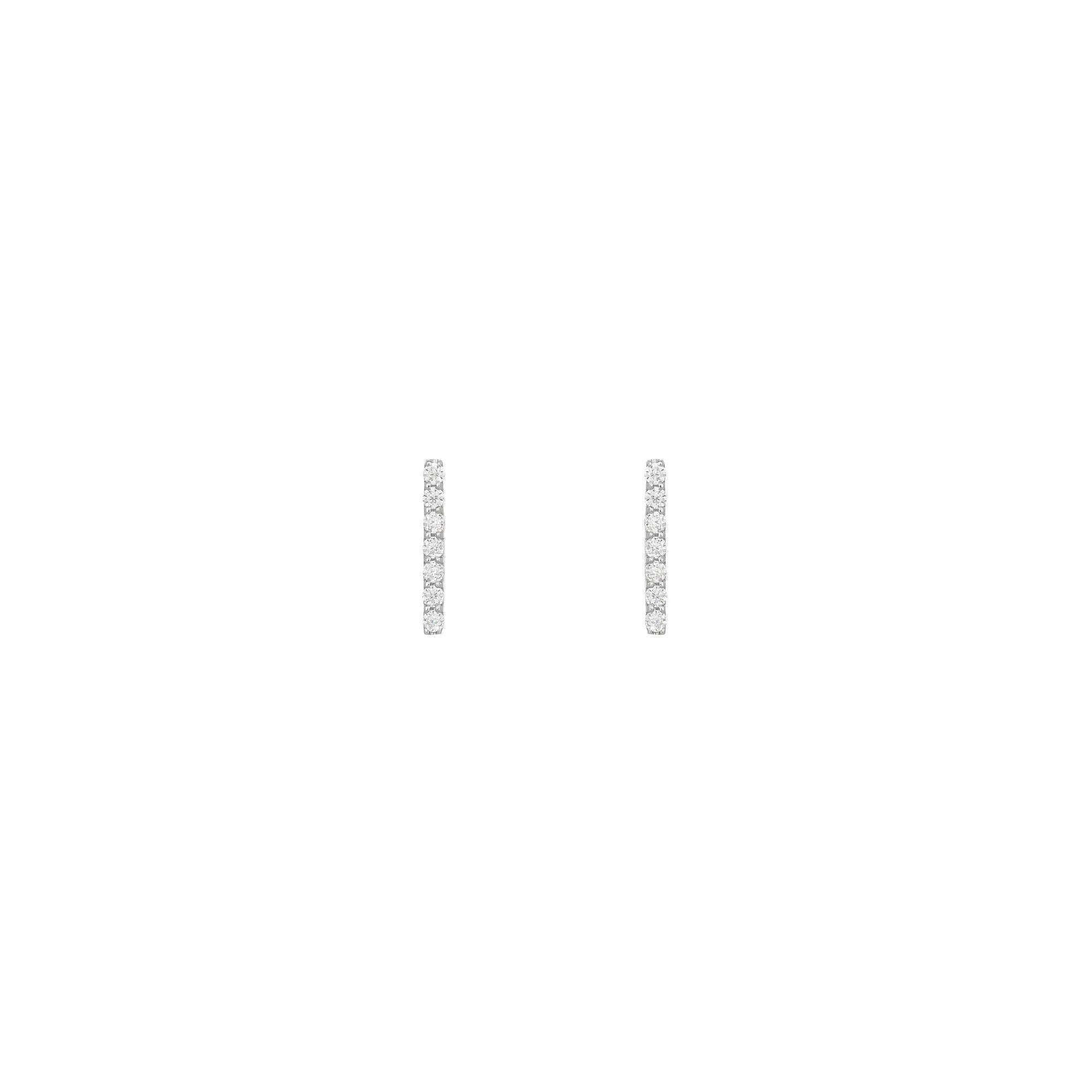 Long Bar 18K White Gold Stud w. Diamonds