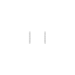 Long Bar 18K White Gold Stud w. Diamonds