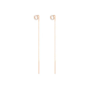 Long Chain 18K Rose Gold Earring w. Diamonds