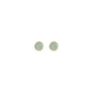 Lotus 18K Gold Studs w. Aquamarine