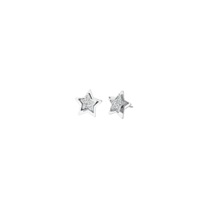Luca Barra Ladies Earrings In Steel Stars With White Crystals