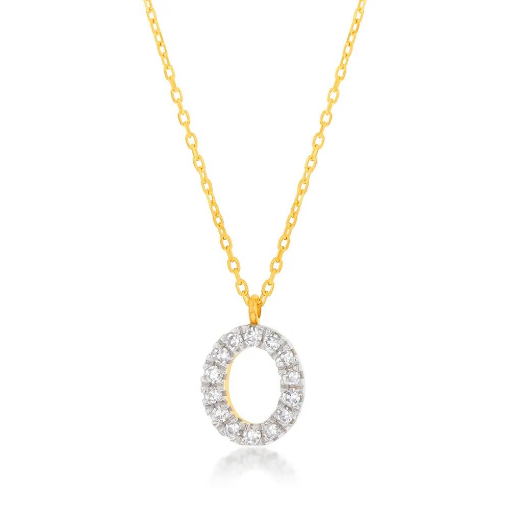 Luminesce Lab Diamond O Initial Pendant in 9ct Yellow Gold with Adjustable 45cm Chain Shiels