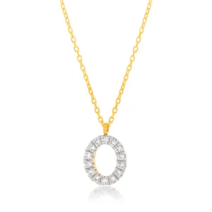 Luminesce Lab Diamond O Initial Pendant in 9ct Yellow Gold with Adjustable 45cm Chain Shiels