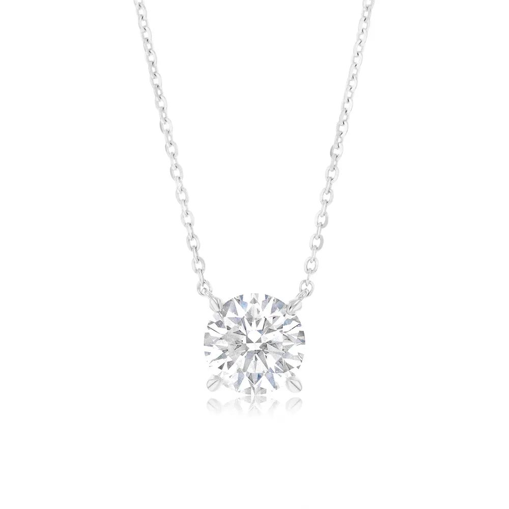 Luminesce Lab Grown 1 Carat Diamond Solitaire Pendant on 10ct White Gold Chain Shiels