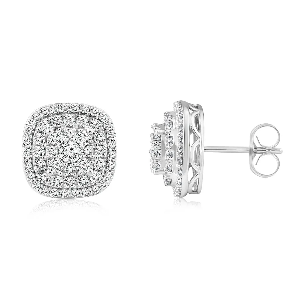 Luminesce Lab Grown 10ct White Gold 1 Carat Diamond Stud Earrings Shiels