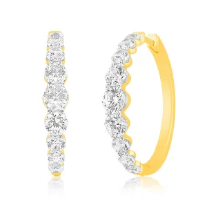 Luminesce Lab Grown 10ct Yellow Gold Hoop Earrings in 3 Carat Diamond Shiels