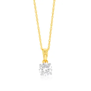 Luminesce Lab Grown 1/2 Carat Diamond Solitaire Pendant on 9ct Yellow Gold Adjustable Chain Shiels