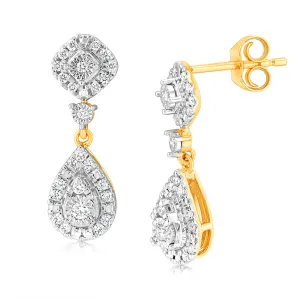 Luminesce Lab Grown 1/3 Carat Diamond Drop Earrings in 9ct Yellow Gold Shiels