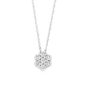 Luminesce Lab Grown 1/3 Carat Flower shaped Diamond Pendant in Sterling Silver Chain Included Shiels