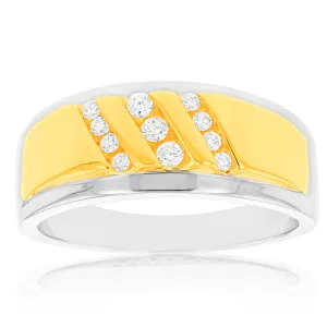 Luminesce Lab Grown 1/4 Carat Diamond Gents Ring in 9ct Yellow and White Gold Shiels