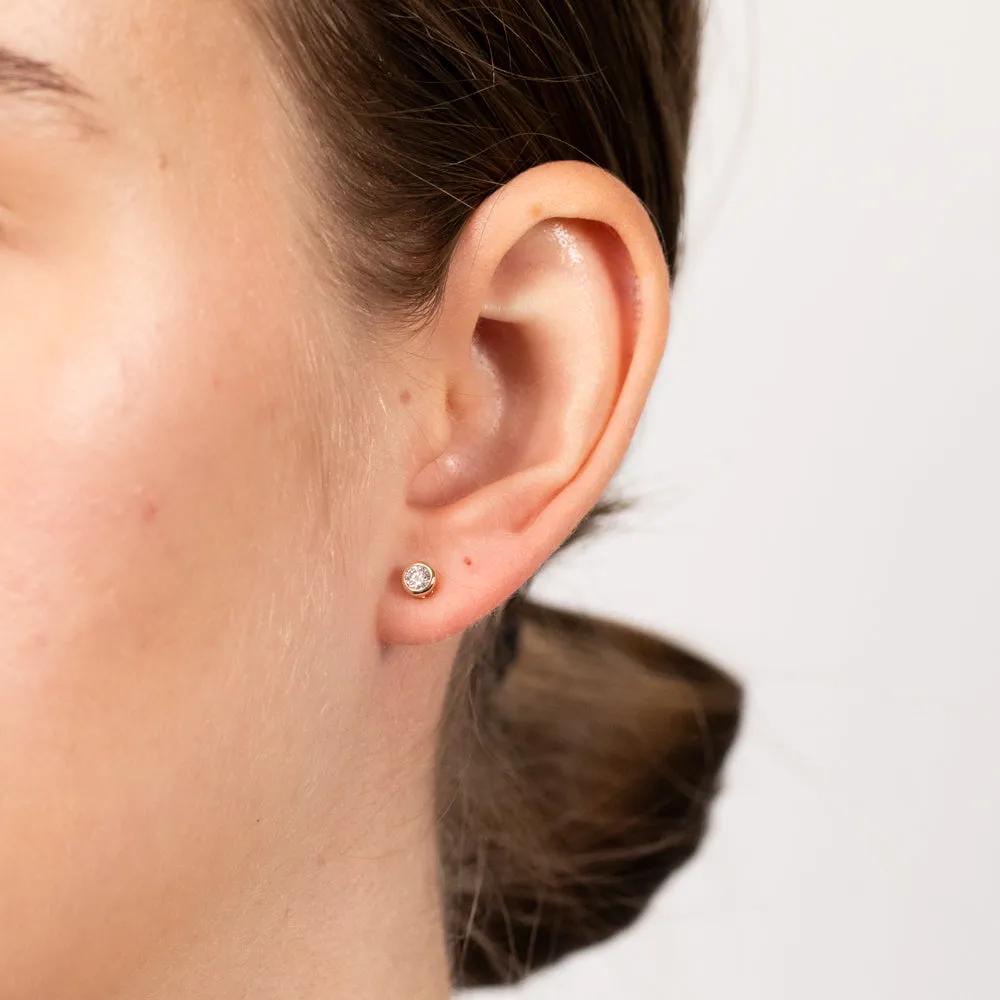 Luminesce Lab Grown 1/5 Carat Diamond Solitaire Bezel Stud Earrings in 9ct Yellow Gold Shiels