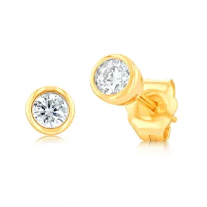 Luminesce Lab Grown 1/5 Carat Diamond Solitaire Bezel Stud Earrings in 9ct Yellow Gold Shiels