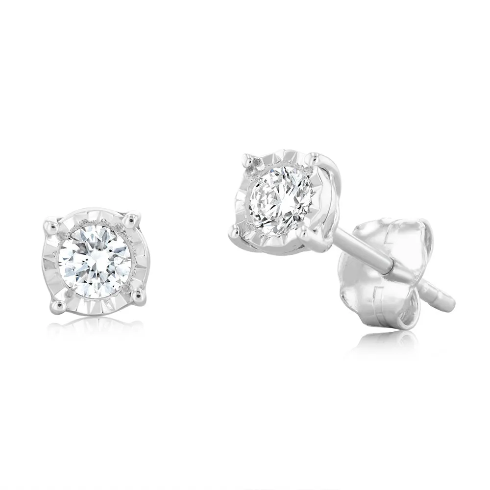 Luminesce Lab Grown 1/5 Carat Diamond Stud Earrings In Sterling Silver Shiels